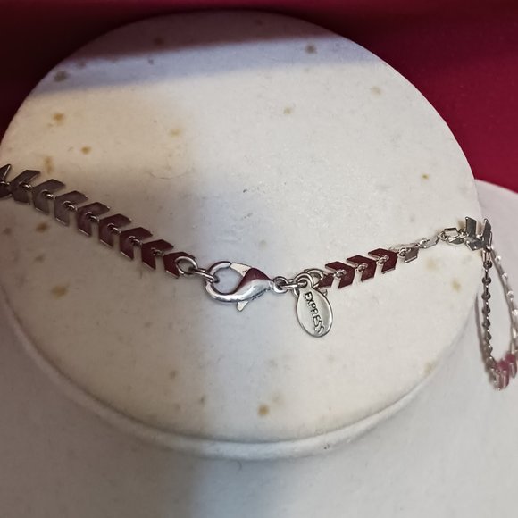 Express Silver Art Nouveau Statement Necklace with Crystal and Rhinestone Fringe - Picture 8 of 10